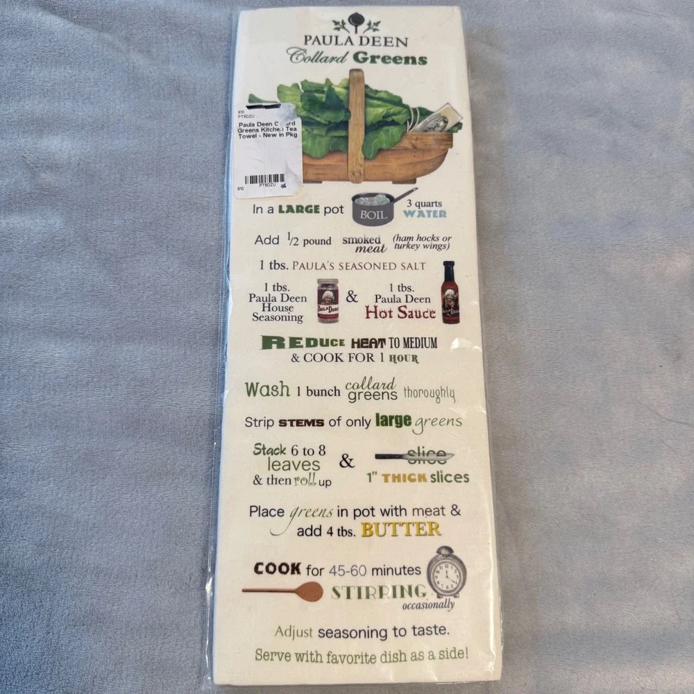 Paula Deen Collard Greens Recipe Kitchen Tea Towel New in Package
